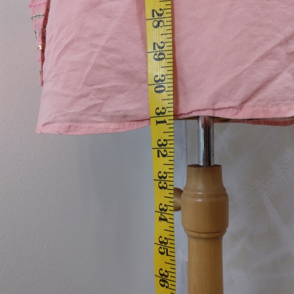 Cotton Sequin V-Neck Pink Ombre Lightweight Blouse - Picture 6 of 7